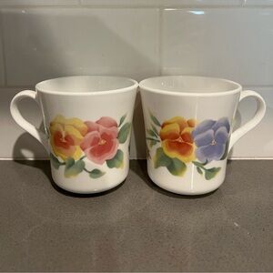 Corningware Vintage Summer Blush Pansy Tea Coffee Cup Mugs Set Of 2